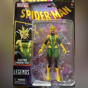 Hasbro Marvel Legends Spider-Man Retro Card Francine Frye Electro 6" Figure